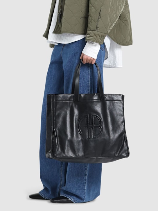 ANINE BING: Large Rio recycled leather tote bag - Black - women_1 | Luisa Via Roma