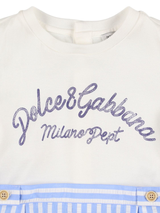 Dolce&Gabbana: Tutina in cotone stampato - Bianco/Blu - kids-boys_1 | Luisa Via Roma