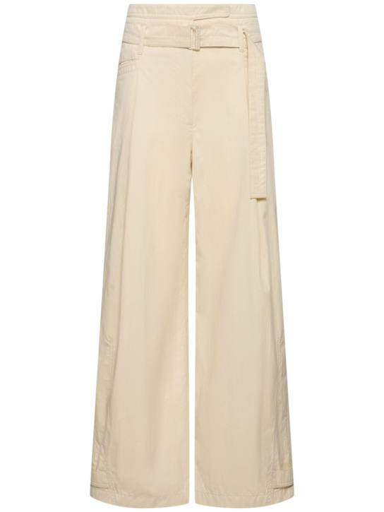 LOW CLASSIC: Double belt cotton blend pants - Cream - women_0 | Luisa Via Roma