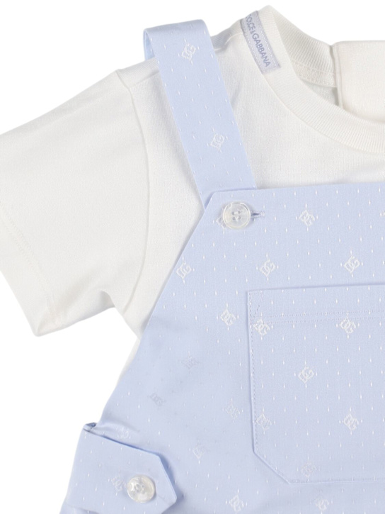 Dolce&Gabbana: Cotton t-shirt & overalls - Light Blue - kids-boys_1 | Luisa Via Roma