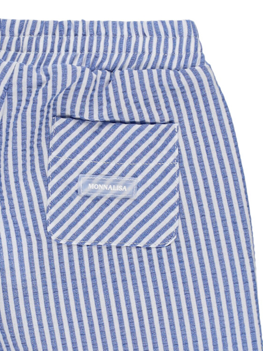 Monnalisa: Striped cotton shorts - Light Blue - kids-boys_2 | Luisa Via Roma