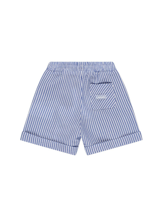 Monnalisa: Striped cotton shorts - Light Blue - kids-boys_1 | Luisa Via Roma