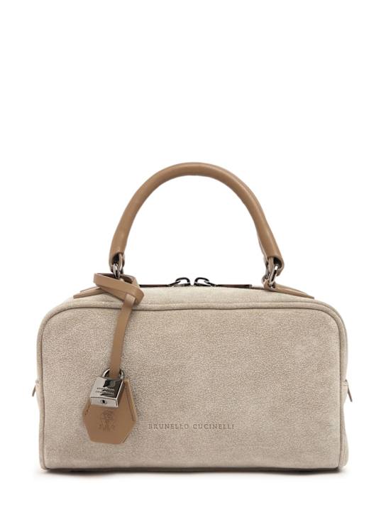 Brunello Cucinelli: Softy Velour suede top handle bag - women_0 | Luisa Via Roma