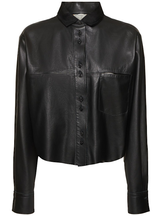 Forte_forte: Nappa leather boxy shirt - women_0 | Luisa Via Roma
