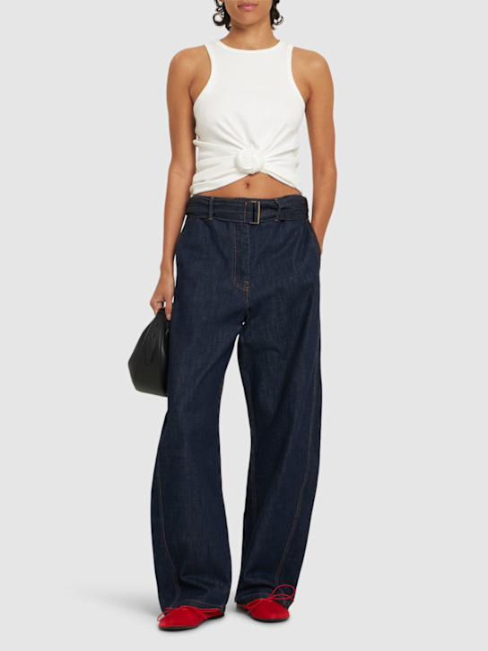 Magda Butrym: Draped cotton blend rib top - women_1 | Luisa Via Roma