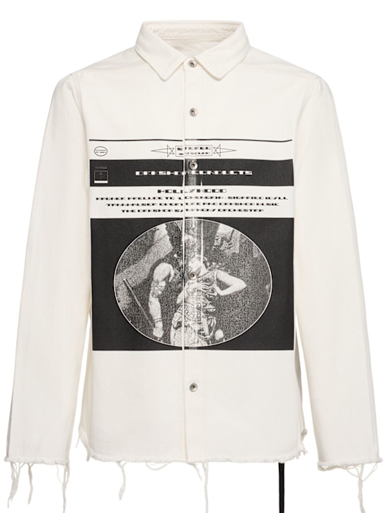 Rick Owens DRKSHDW: Denim printed overshirt - Black/Milk - men_0 | Luisa Via Roma