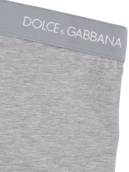 Dolce&Gabbana: Set of 2 logo cotton blend boxer briefs - Gri - kids-boys_1 | Luisa Via Roma