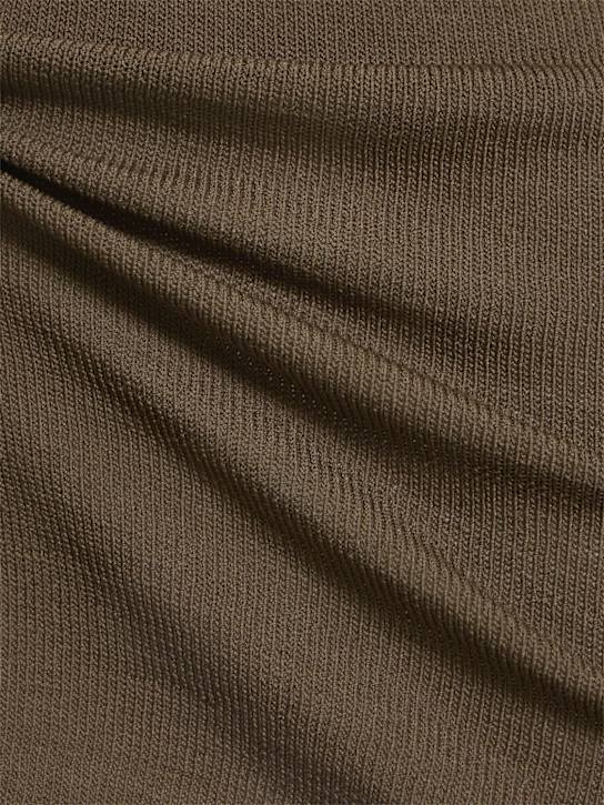 Lemaire: Viscose crepe wide v-neck top - Khaki - women_4 | Luisa Via Roma