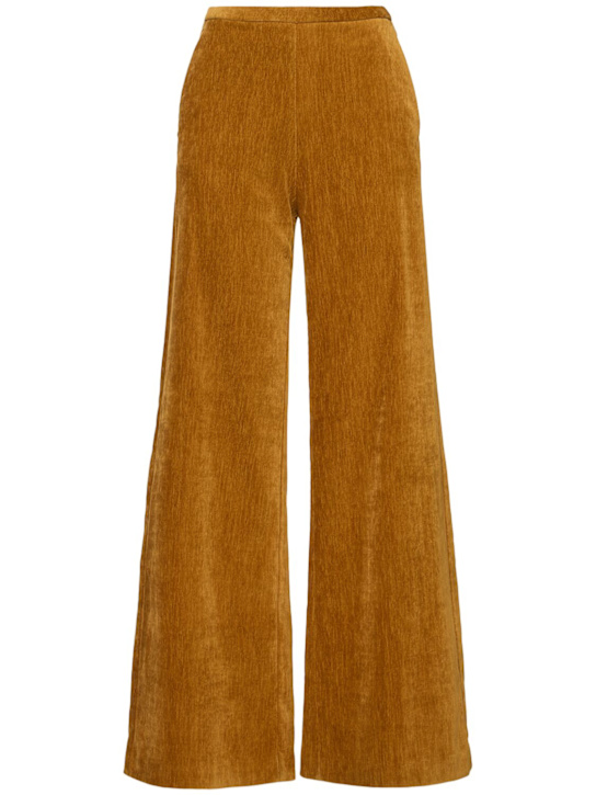Forte_forte: Double velvet high waist pants - women_0 | Luisa Via Roma