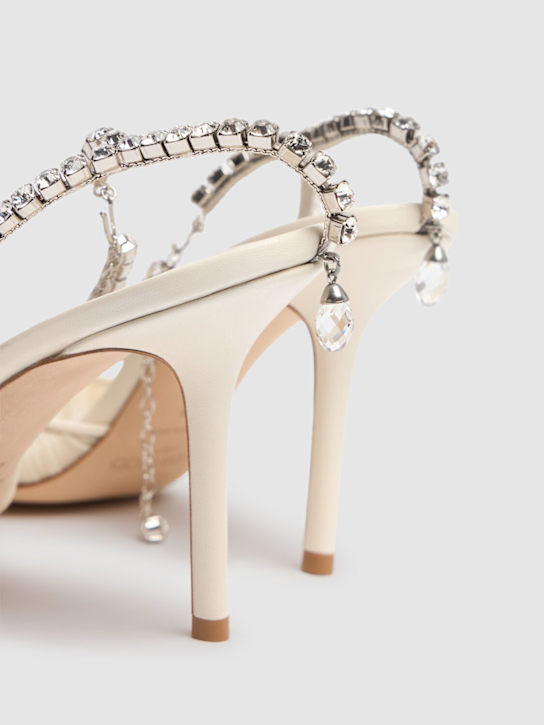Jimmy Choo: 85mm Saeda tulle & crystal pumps - Ivory/Silver - women_4 | Luisa Via Roma