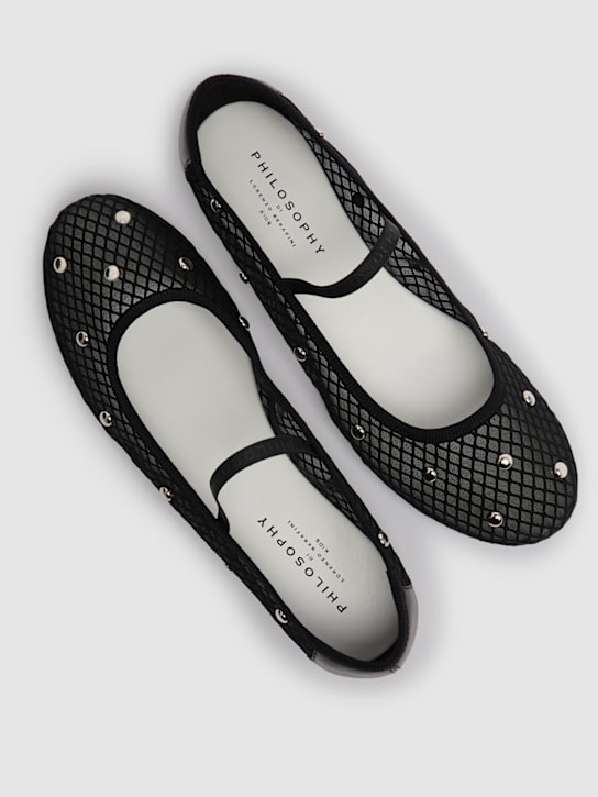 Philosophy: Embellished fishnet ballerinas - Black - kids-girls_1 | Luisa Via Roma