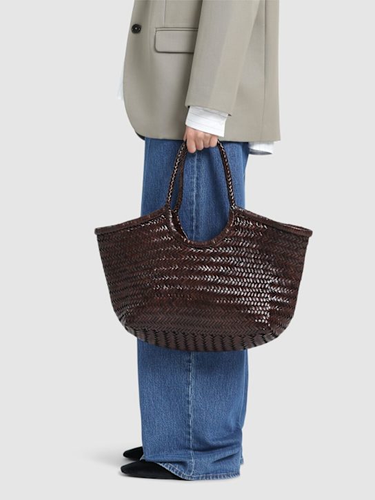 Dragon Diffusion: Big Nantucket woven leather basket bag - Dark Brown - women_1 | Luisa Via Roma