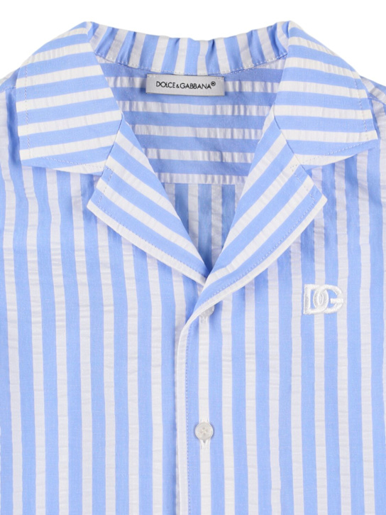 Dolce&Gabbana: Printed cotton poplin shirt - Beyaz/Mavi - kids-boys_1 | Luisa Via Roma