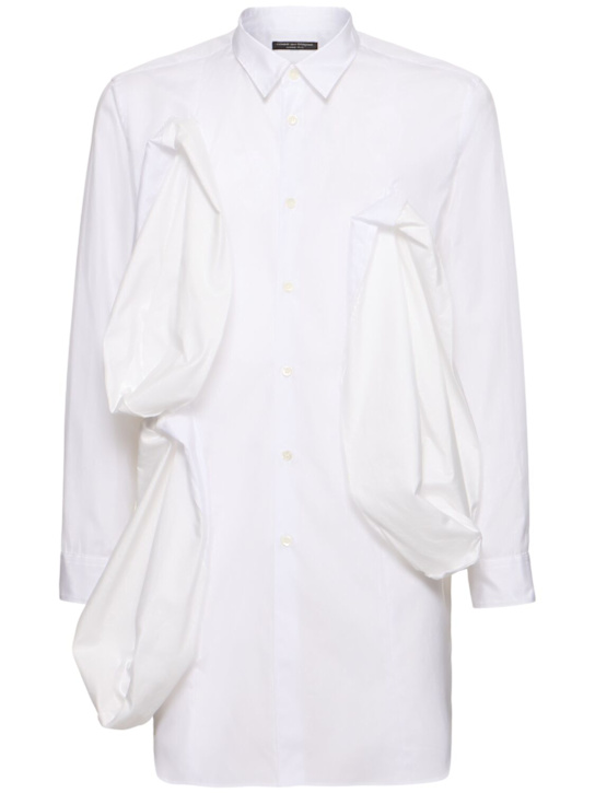 Comme des Garçons Homme Plus: Cotton shirt w/ ruffled placket - White/Beige - men_0 | Luisa Via Roma