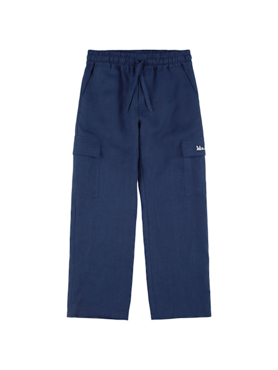 Dolce&Gabbana: Linen cargo pants - Dark Blue - kids-boys_0 | Luisa Via Roma