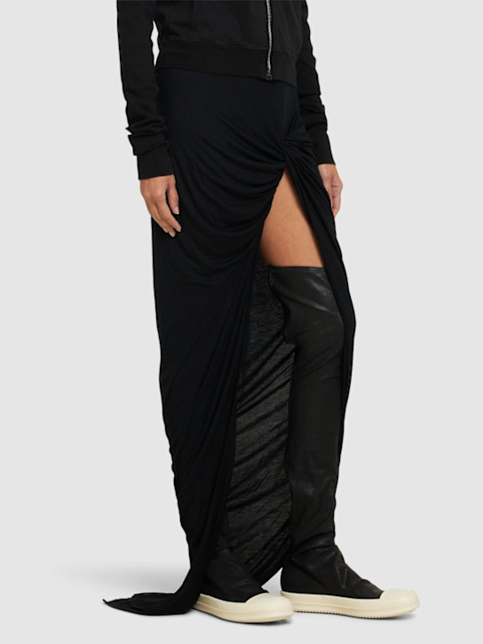 Rick Owens DRKSHDW: 20mm Denim over-the-knee boots - women_1 | Luisa Via Roma