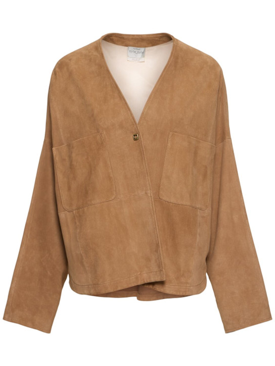 Forte_forte: Heavy suede kimono jacket - women_0 | Luisa Via Roma