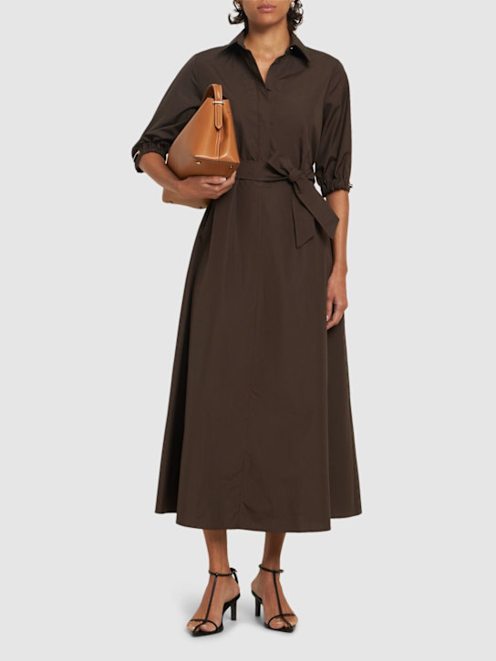 Max Mara: Hoyo poplin midi shirt dress - women_1 | Luisa Via Roma