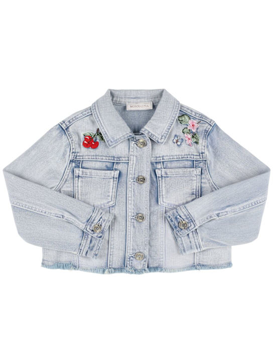 Monnalisa: Giacca in denim con ricami - Blu - kids-girls_0 | Luisa Via Roma