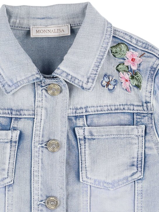 Monnalisa: Giacca in denim con ricami - Blu - kids-girls_1 | Luisa Via Roma