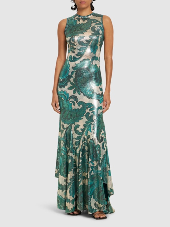 Etro: Printed lurex jersey long dress - women_1 | Luisa Via Roma