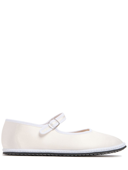 Vibi Venezia: 10mm Mary Jane Snow White silk slippers - women_0 | Luisa Via Roma