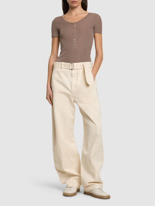 Lemaire: Body in seta con bottoni - Lilla - women_1 | Luisa Via Roma