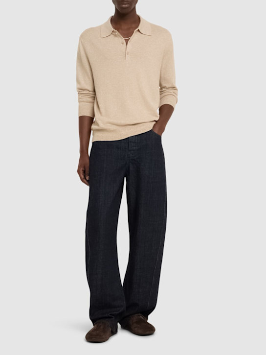 Frescobol Carioca: Teo buttoned cotton blend l/s polo - men_1 | Luisa Via Roma