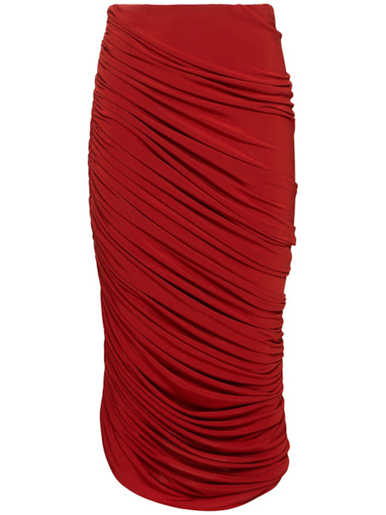Draped viscose blend jersey long skirt - Thumbnail 1