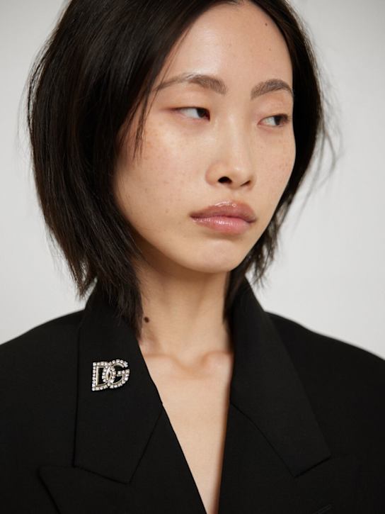 Dolce&Gabbana: DG logo rhinestone pin - women_1 | Luisa Via Roma