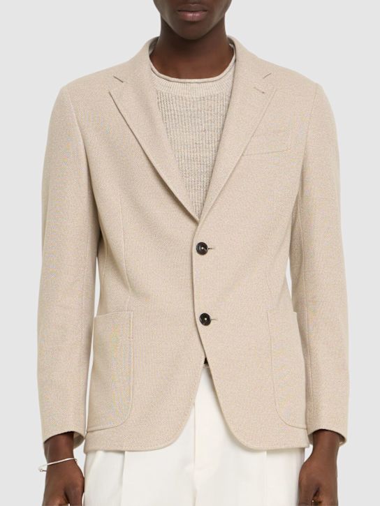 Zegna: Micro structure cotton jersey jacket - Piedicavallo - men_2 | Luisa Via Roma