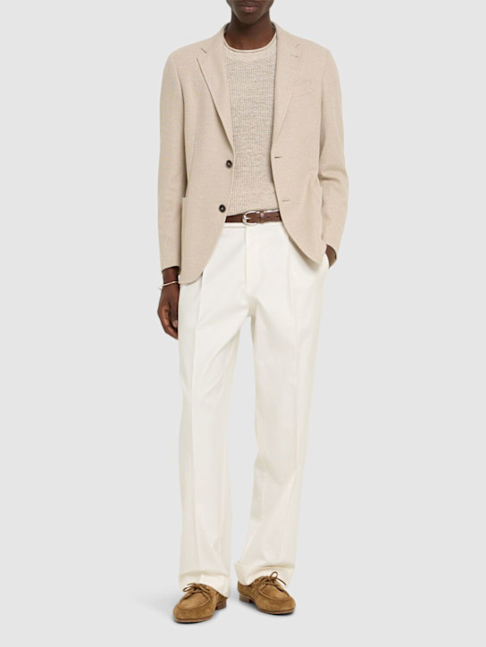 Zegna: Micro structure cotton jersey jacket - Piedicavallo - men_1 | Luisa Via Roma