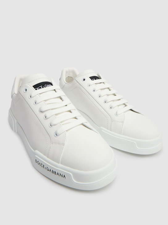 Dolce&Gabbana: Logo leather low sneakers - White - men_2 | Luisa Via Roma