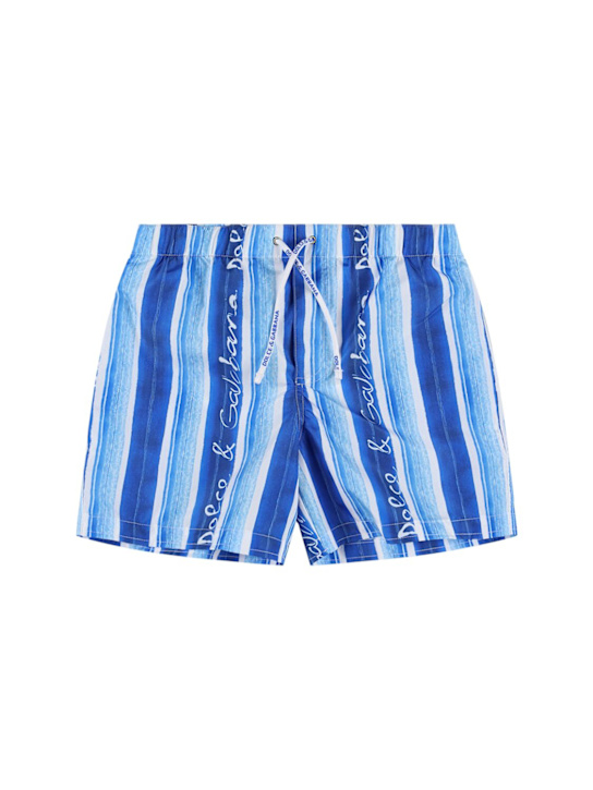 Dolce&Gabbana: Bañador de poliéster estampado - kids-boys_0 | Luisa Via Roma