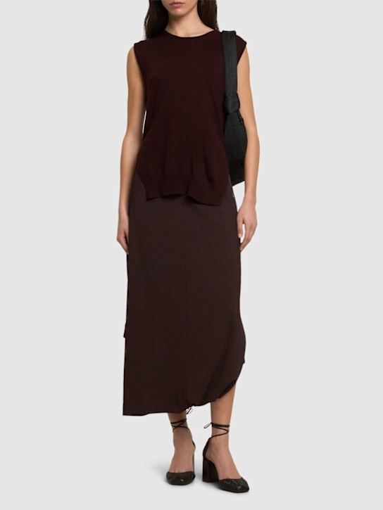 Lemaire: Merino blend trompe l'oeil top - Brown - women_1 | Luisa Via Roma