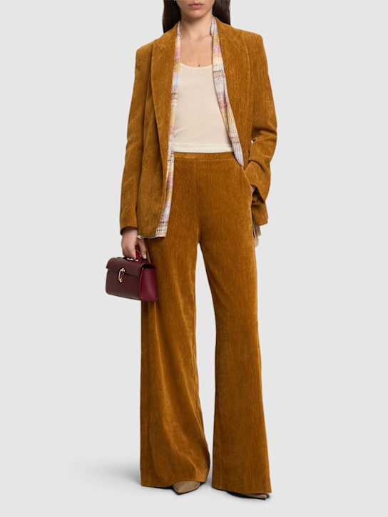 Forte_forte: Double velvet high waist pants - women_1 | Luisa Via Roma