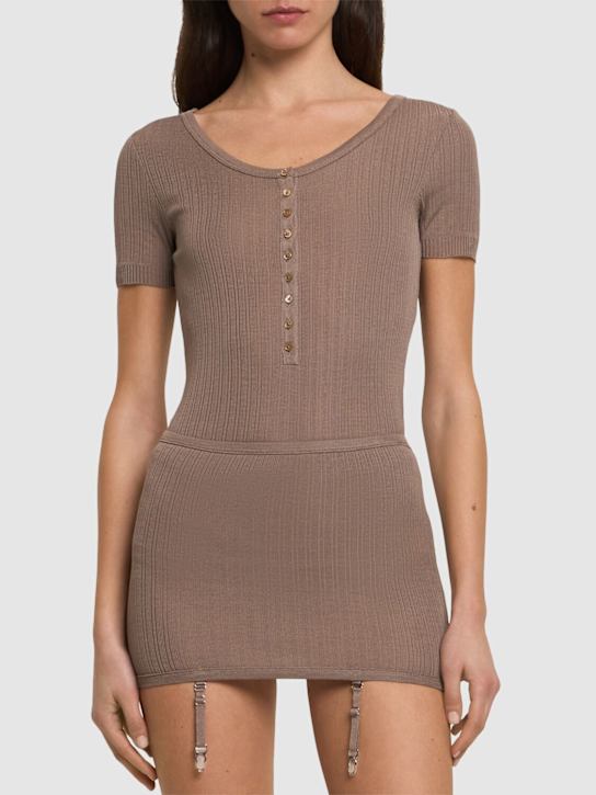 Lemaire: Dessous en soie de viscose avec porte-jarretelles - Lilas - women_1 | Luisa Via Roma