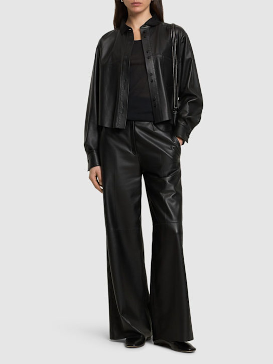 Forte_forte: Nappa leather high waist pants - women_1 | Luisa Via Roma