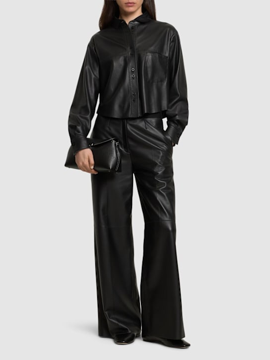 Forte_forte: Nappa leather boxy shirt - women_1 | Luisa Via Roma