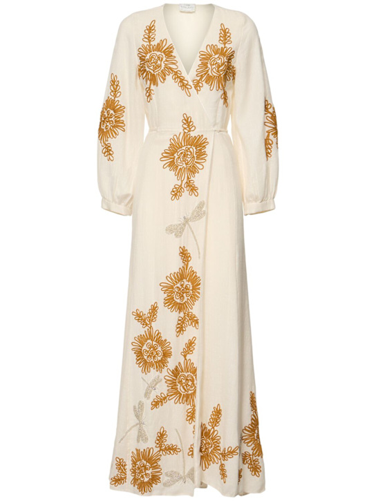 Forte_forte: Floral cotton & wool gauze long dress - women_0 | Luisa Via Roma