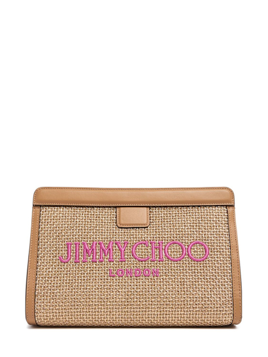 Jimmy Choo: Avenue raffia pouch - women_0 | Luisa Via Roma