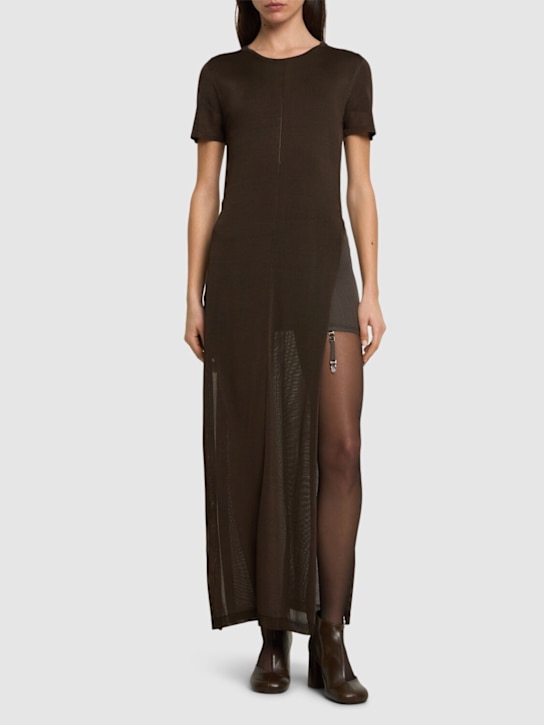Lemaire: Vestido de viscosa con aberturas - Café - women_1 | Luisa Via Roma