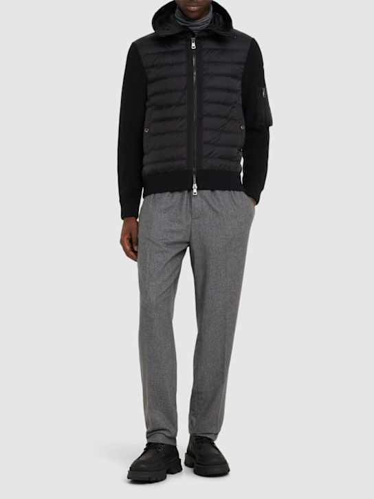 Moncler: Wool blend tricot down jacket - men_1 | Luisa Via Roma