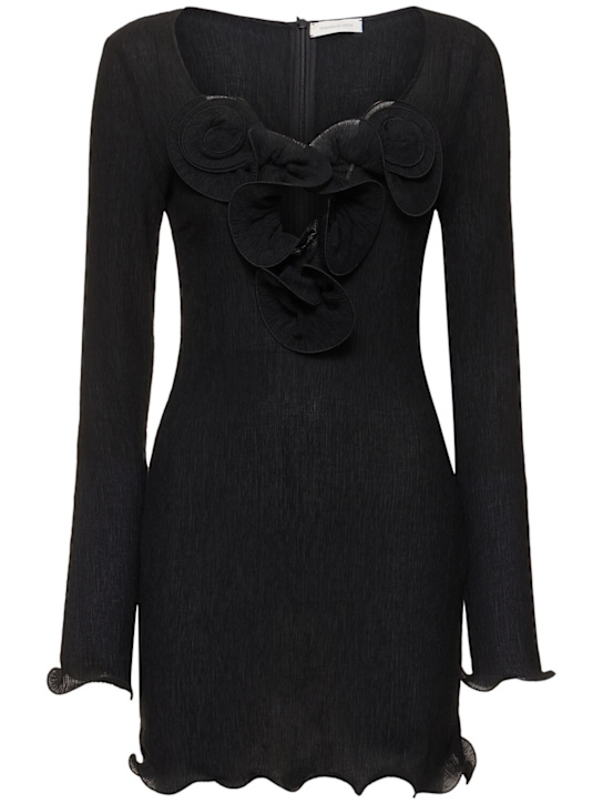 Magda Butrym: Rose detail mini dress - Black - women_0 | Luisa Via Roma