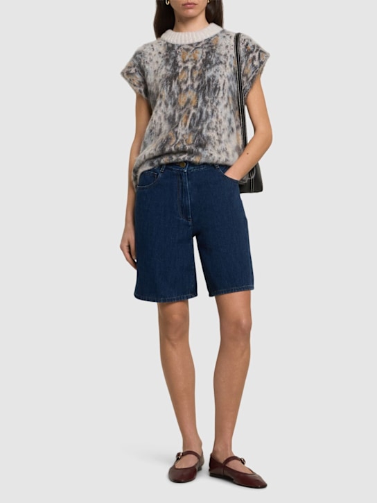 Forte_forte: Cotton denim bermuda shorts - women_1 | Luisa Via Roma