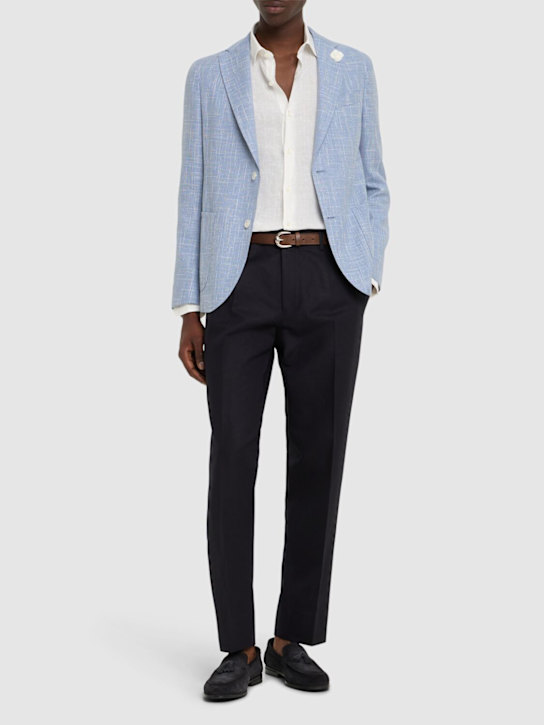 Zegna: Cotton & linen pants - men_1 | Luisa Via Roma