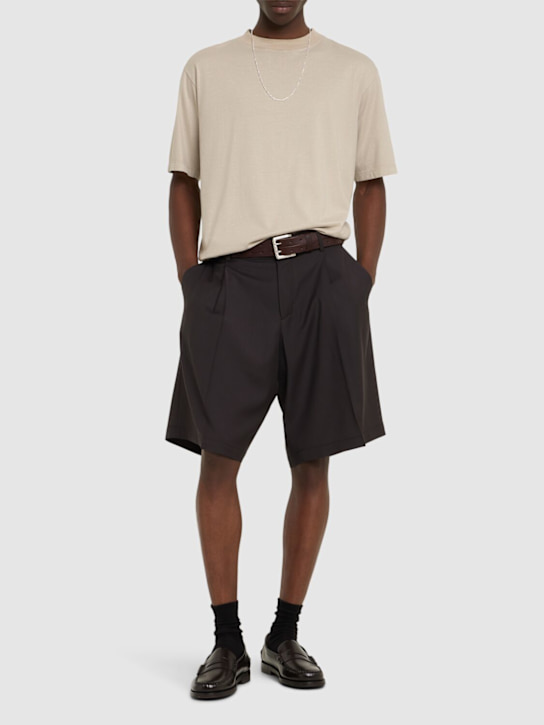 CELLAR DOOR: Vito lightweight wool shorts - Brown - men_1 | Luisa Via Roma