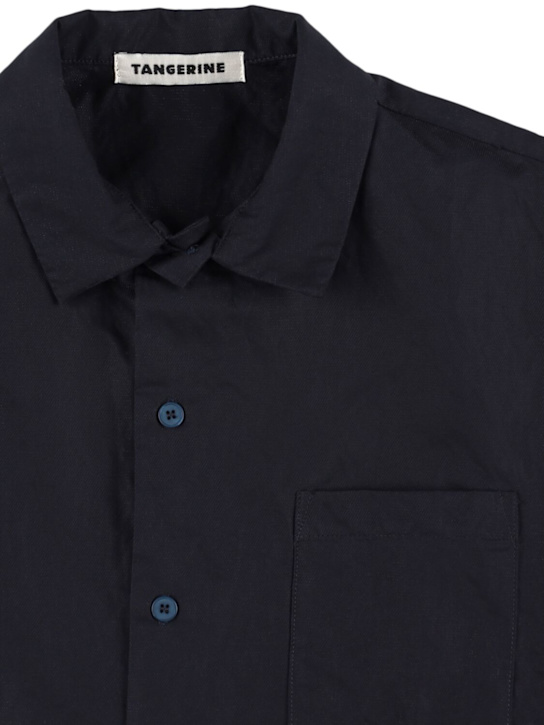 TANGERINE: Cotton blend shirt - Dark Blue - kids-boys_1 | Luisa Via Roma