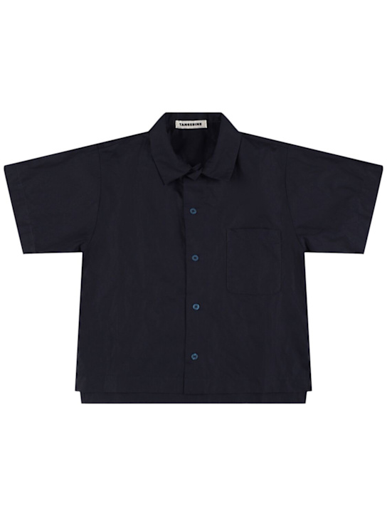 TANGERINE: Cotton blend shirt - Dark Blue - kids-boys_0 | Luisa Via Roma