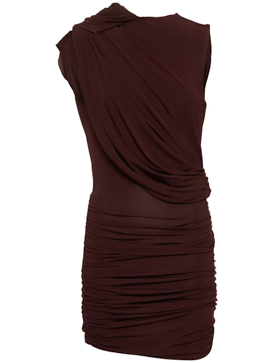 Magda Butrym: Draped jersey cape mini dress - Burgundy - women_0 | Luisa Via Roma